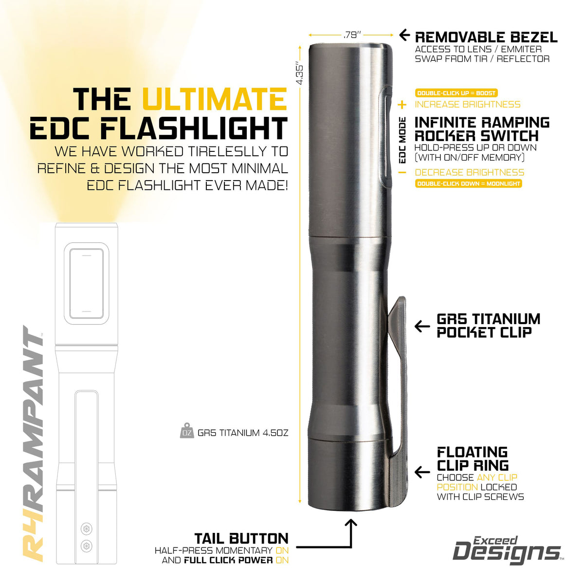 Rampant™ R4 EDC Titanium Flashlight